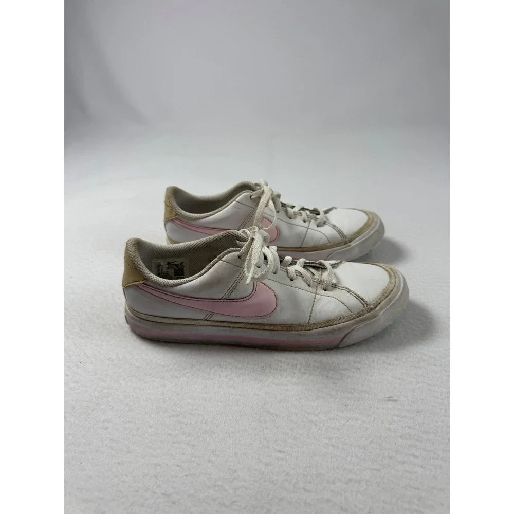 Preppy Nike Court Legacy Youth 6Y Sneakers White Pink DA5380-115 Leather Low Top